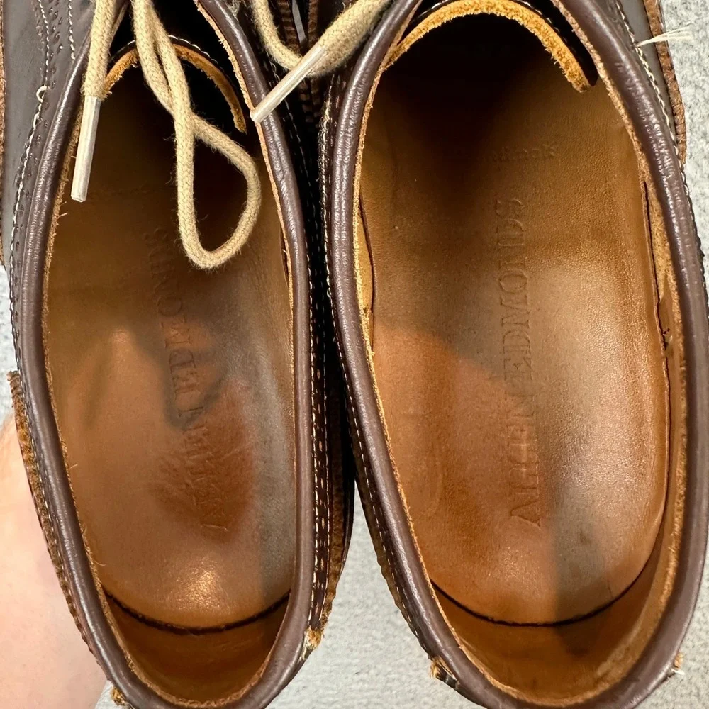Allen Edmonds Shoes Mens 9.5 D Strandmok Brown Leather Brogue Cap Toe Lace Up